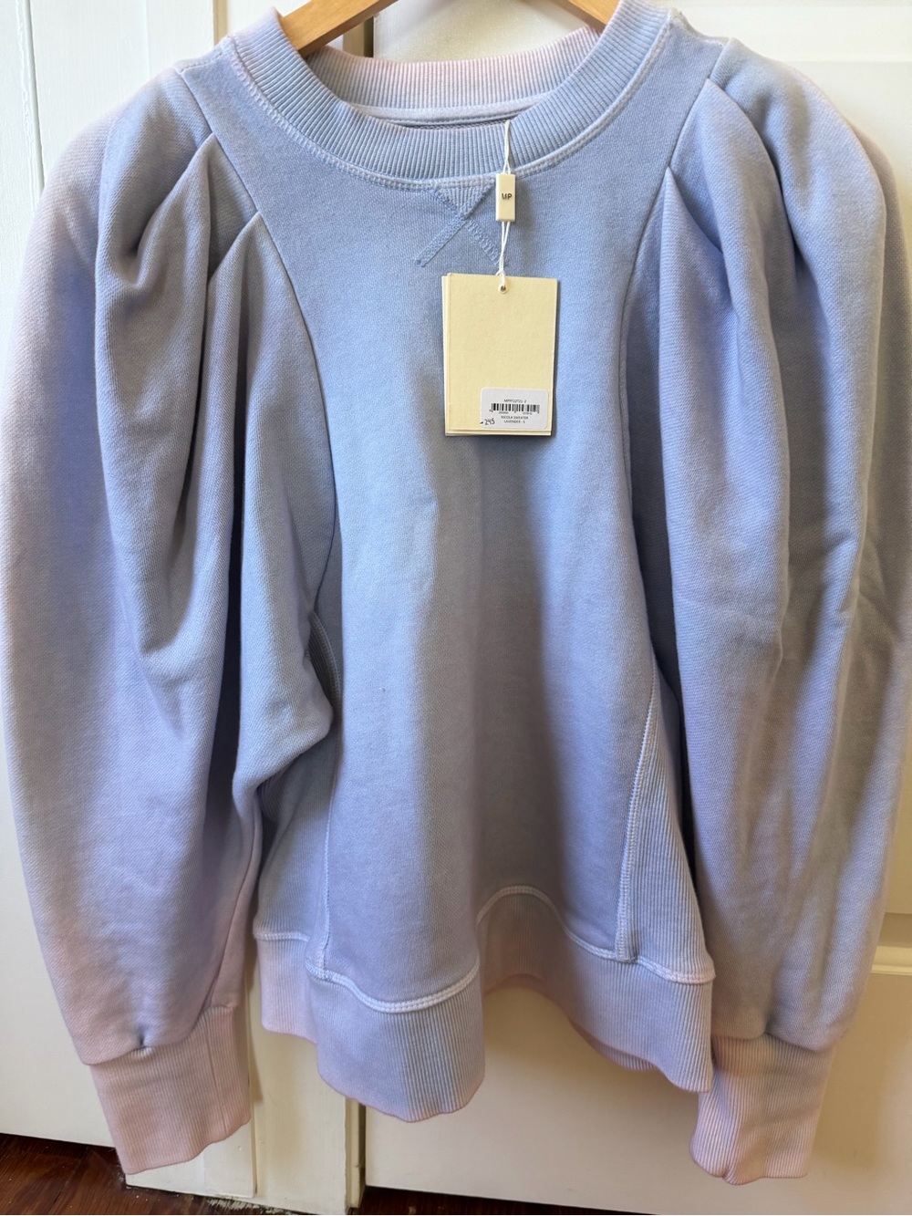 Magali Pascal Puff-Sleeve Sweatshirt Lavender with bleach effect NICOLA